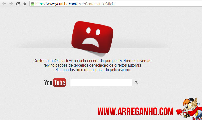 Youtube Suspende Conta de Latino por Violação de Direitos Autorais