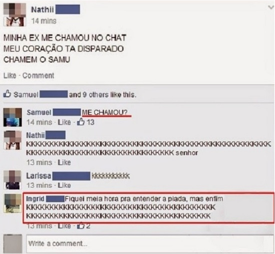 Minha ex me chamou no chat, alguém chame o SAMU